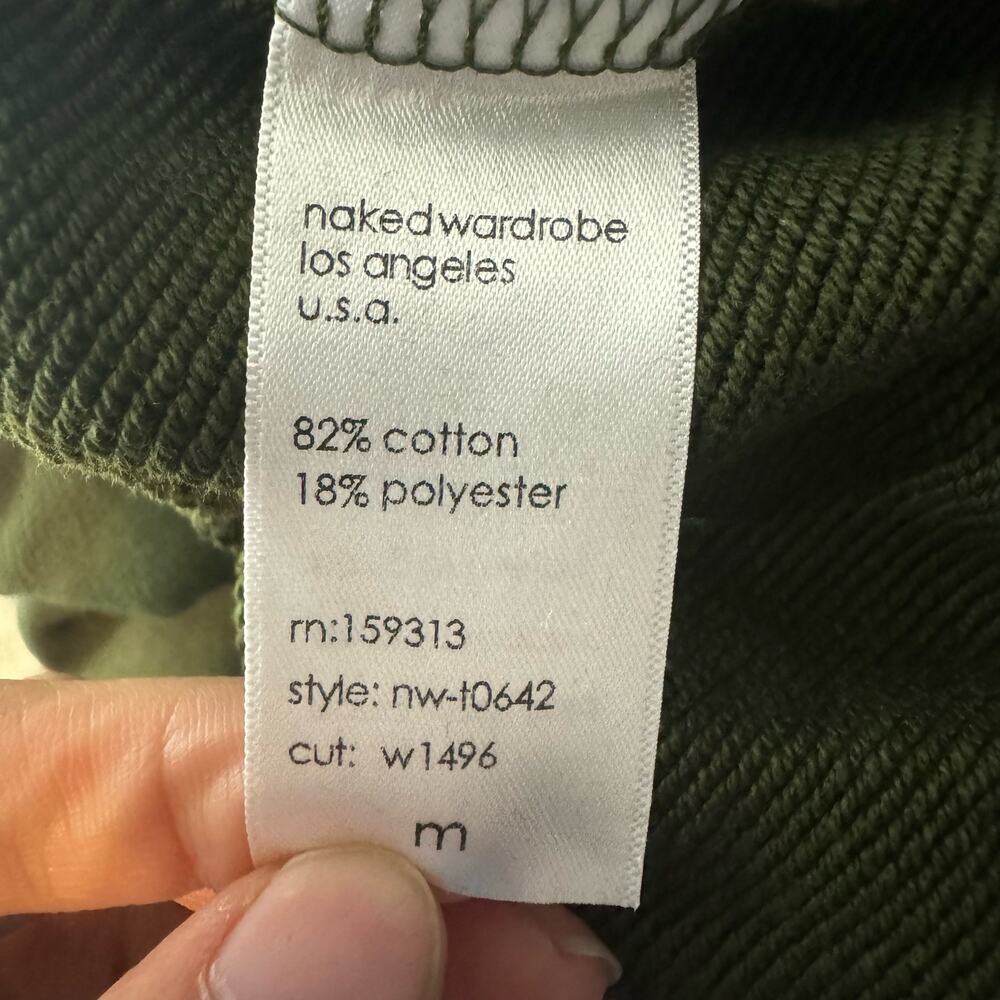 Naked Wardrobe French Terry Crop Hoodie - Olive Green NWOT Size Medium - Picture 8 of 8